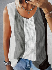 Waffle Knitted Sleeveless Tank Top for Women Summer Casual Wear