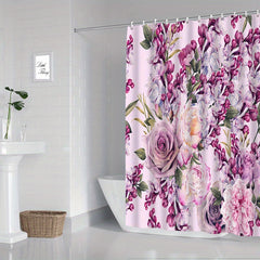 Floral Printed Shower Curtain Waterproof and Mildew Proof Bath Curtain