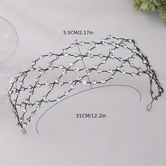 Bridal Headband Mesh Faux Pearl Crystal Headpiece Wedding Hair Accessories