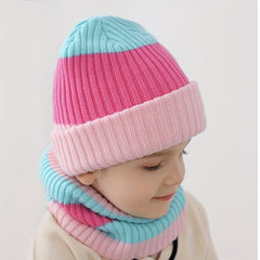 Kids Striped Windproof Knit Beanie Hat for Fall/Winter