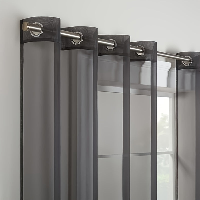 1 Panel Sheer Grommet Top Voile Curtain for Home Decor
