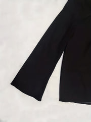 Tie Front Square Blouse Long Sleeve for Spring & Summer