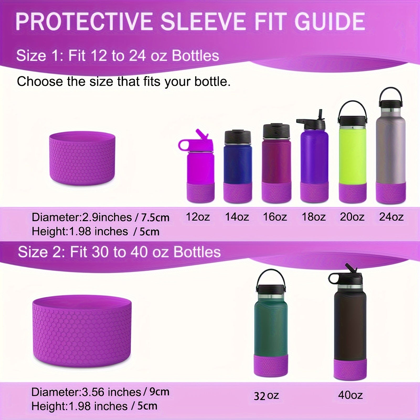 Silicone Cup Bottom Cover for Water Bottles - 12oz to 40oz Cup Protective Sleeve