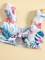 2pcs Toddler Girls Flower Bikini Set Beachwear