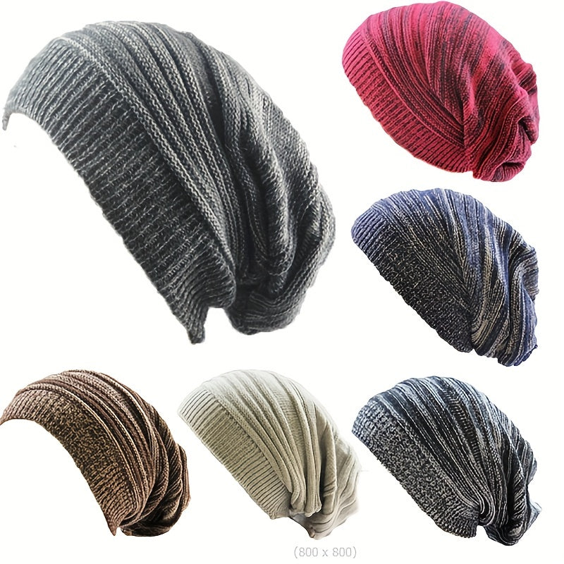 Striped Knitted Elastic Beanie Soft Loose Skull Cap Head Scarf Turban Chemo Hats