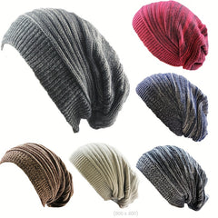 Striped Knitted Elastic Beanie Soft Loose Skull Cap Head Scarf Turban Chemo Hats