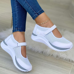 Women's Wedge Mesh Casual Shoes Solid Hook And Loop Shoes