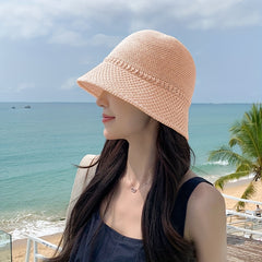 Solid Cloche Hat Hollow Crochet Sun Hat Bucket Hat For Spring & Summer