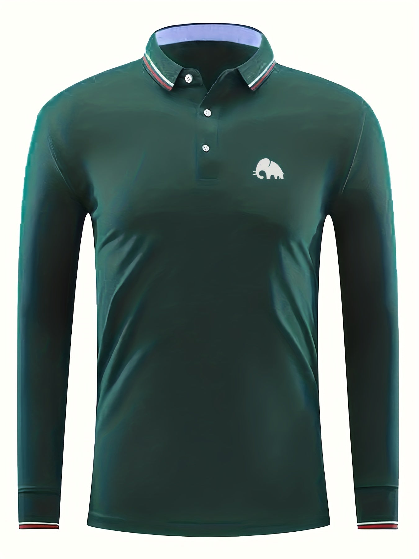 Men's Vintage Elephant Print Polo Shirt Casual Button Up Polo Shirt