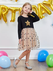 Girls Sequin Princess Dress Long Sleeve Party Dress