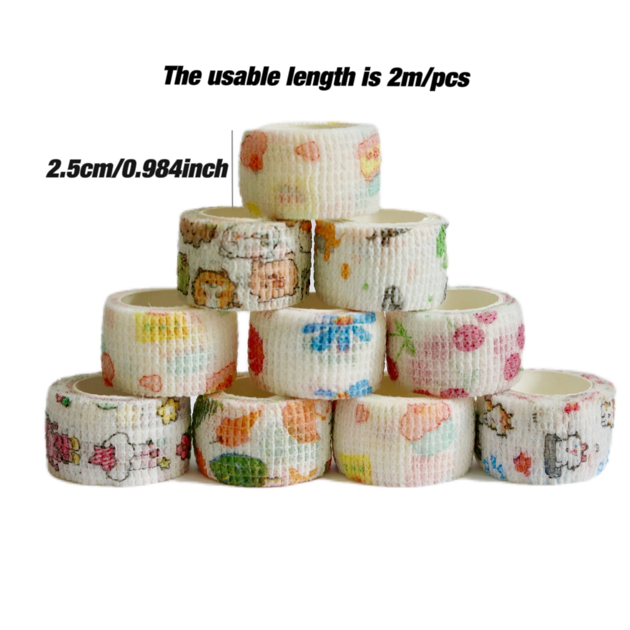 10 Packs Self Adhesive Bandage Wrap Rolls 2.54cm X 2 Yards