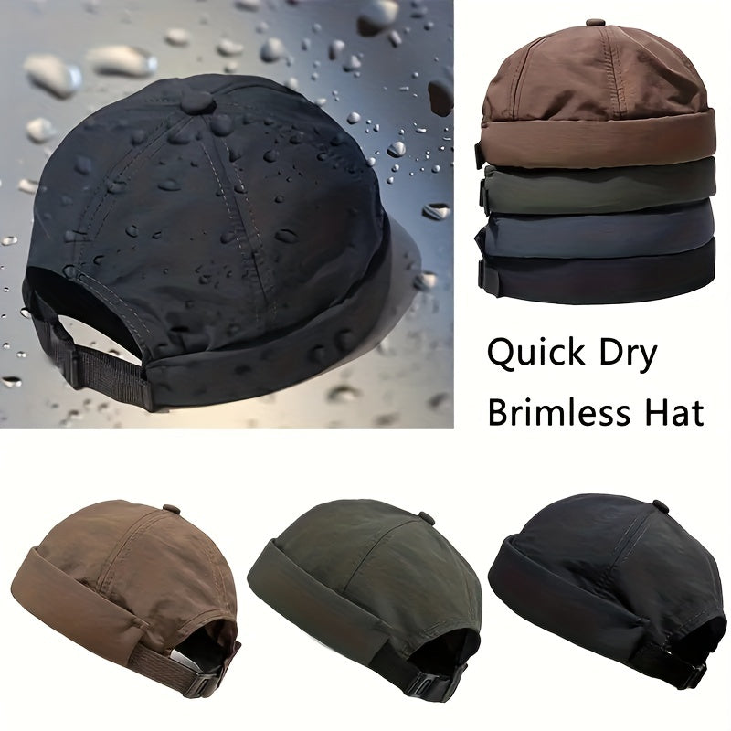 Quick Drying Brimless Docker Cap Solid Skull Cap Adjustable Beanie