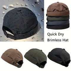 Quick Drying Brimless Docker Cap Solid Skull Cap Adjustable Beanie