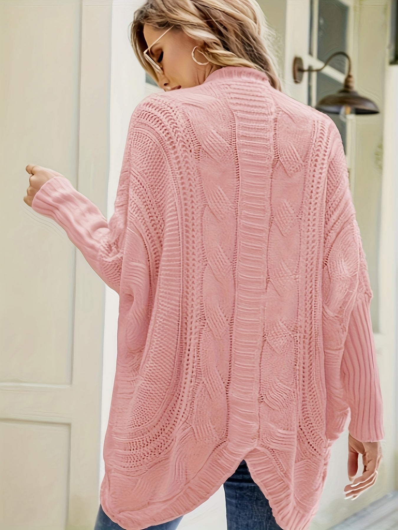 Cable Long Sleeve Open Front Cardigan