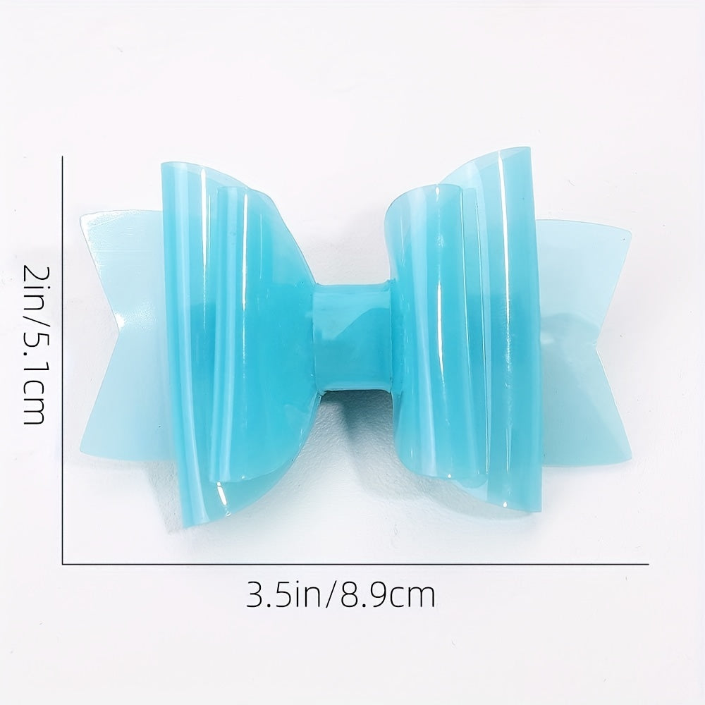Girls PVC Jelly Hair Bows Clips Waterproof Headwear
