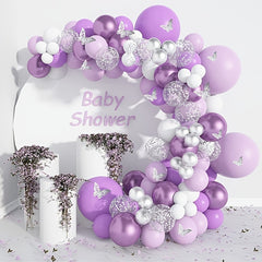 Purple Balloon Garland Set Butterfly Sticker Party Decoration