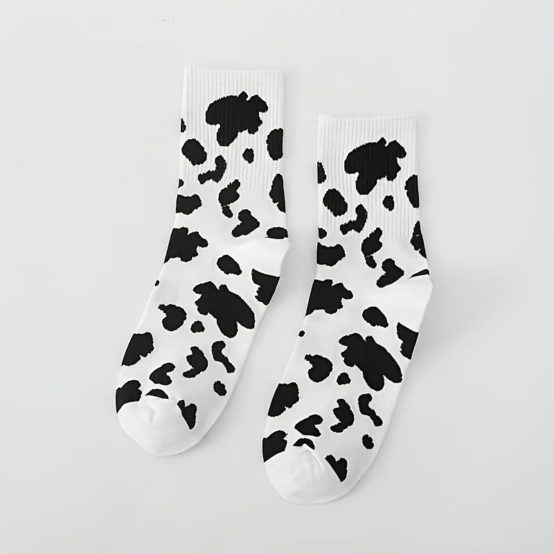 Cow Spots Socks Comfortable & Breathable Mid Tube Socks Women's Stockings