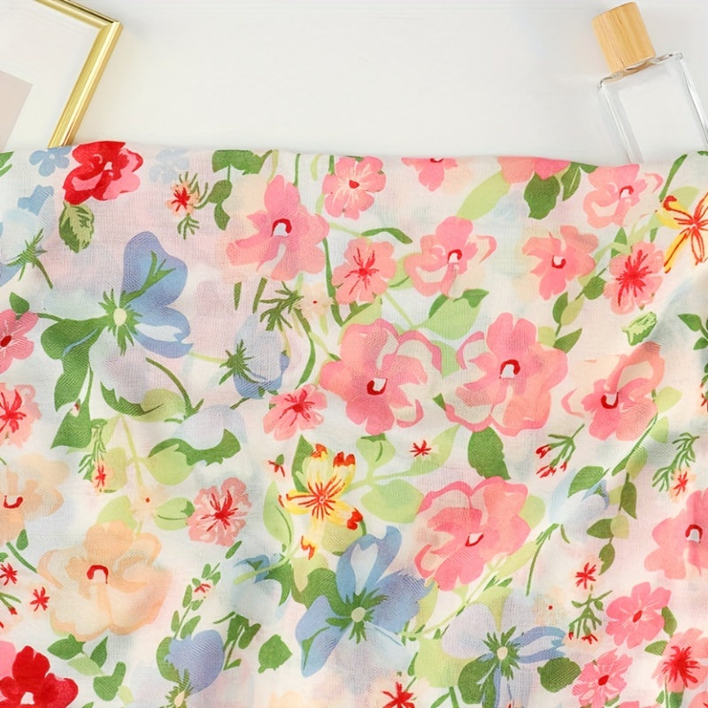 Floral Fringed Scarf Mature Soft Sunscreen Shawl Wrap Long