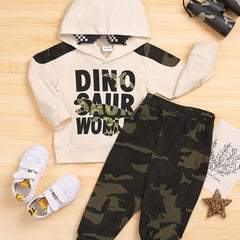 Baby Stylish DINOSAUR Hooded Sweatshirt Set