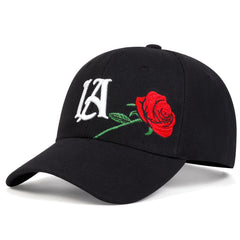Men's LA Rose Embroidered Baseball Cap Adjustable Sun Cap