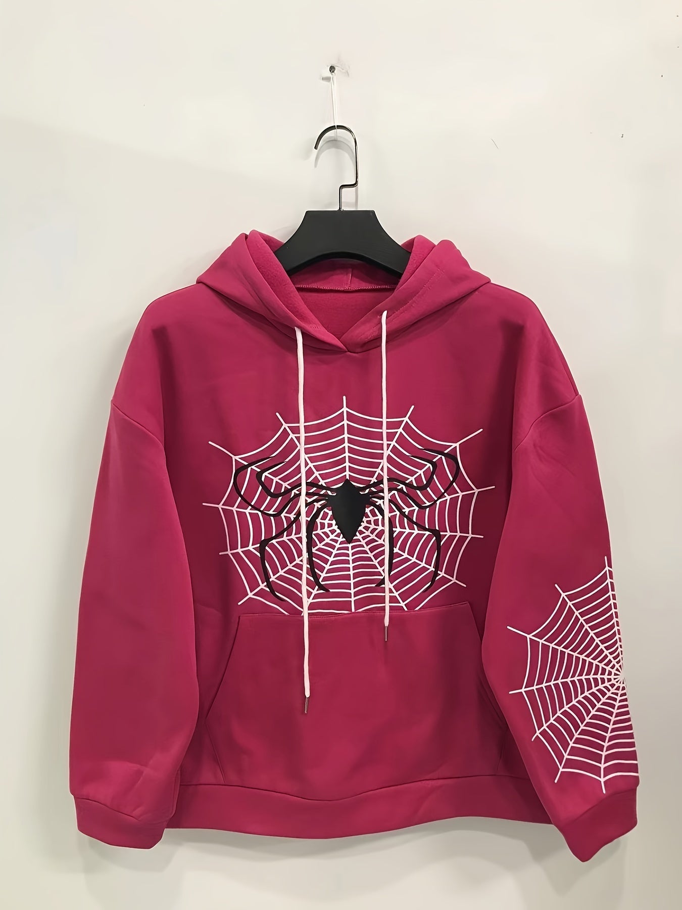 Women's Plus Spider & Spider Web Print Hooded Sweatshirt & Joggers Set