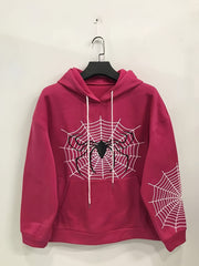 Women's Plus Spider & Spider Web Print Hooded Sweatshirt & Joggers Set
