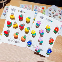 Kids Flower Earrings Princess Accessories