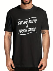 Men's Touch Tacos Print T shirt Casual Slightly Stretch Breathable Tee