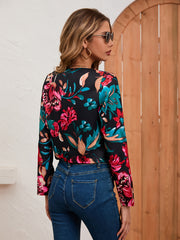 Floral Print Long Sleeve Jacket Casual Women's Outerwear