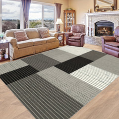 Geometric Line Print Area Rug for Living Room and Bedroom