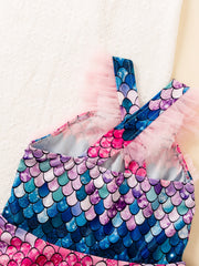 Girls Mermaid Swimsuit Quick Dry Suspender Bathing Suits