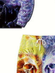 Skull 3D Print Men's Casual Hoodie & Sweatpants Set for Autumn Winter