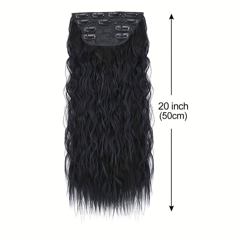 4pcs Curly Wavy Hair Extensions 50 8 Cm Long Synthetic Double Weft Blends Well