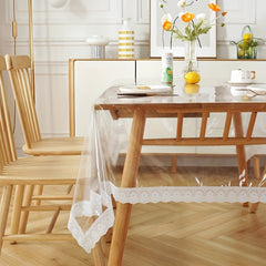 Transparent PVC Lace Tablecloth Waterproof Scald-proof for Living Room Tea Table