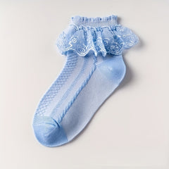 Baby Lace Solid Socks Girls Breathable Mesh Princess Sock Dance Socks