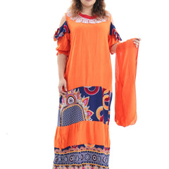 Ramadan Kaftan Dress Set Women's Plus Graphic Print Contrast Lace