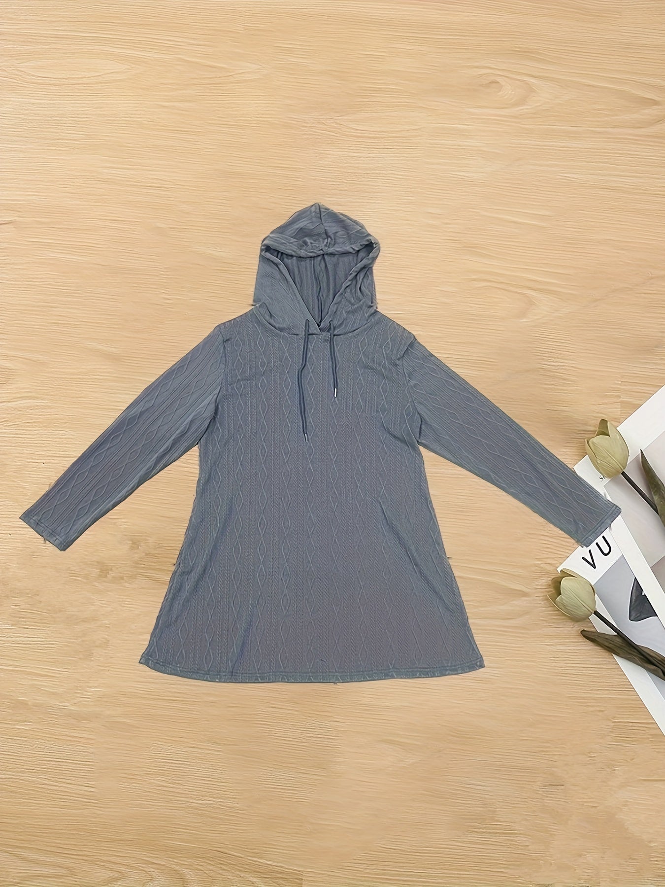 Jacquard Long Sleeve Hooded Mini Dress