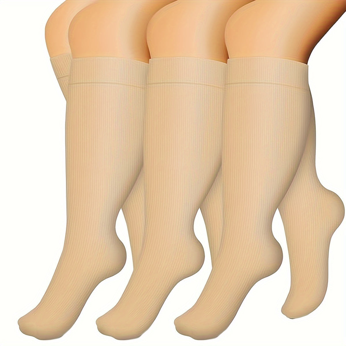 3 Pairs Plus Size Compression Socks 15-20 mmHg Wide Calf for Women & Men