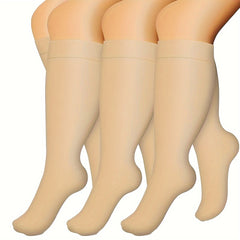 3 Pairs Plus Size Compression Socks 15-20 mmHg Wide Calf for Women & Men