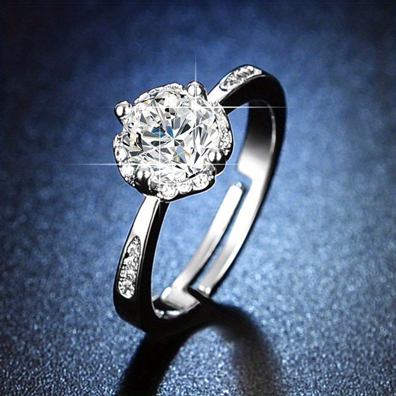 Adjustable Zircon Decor Copper Rings for Women Girls