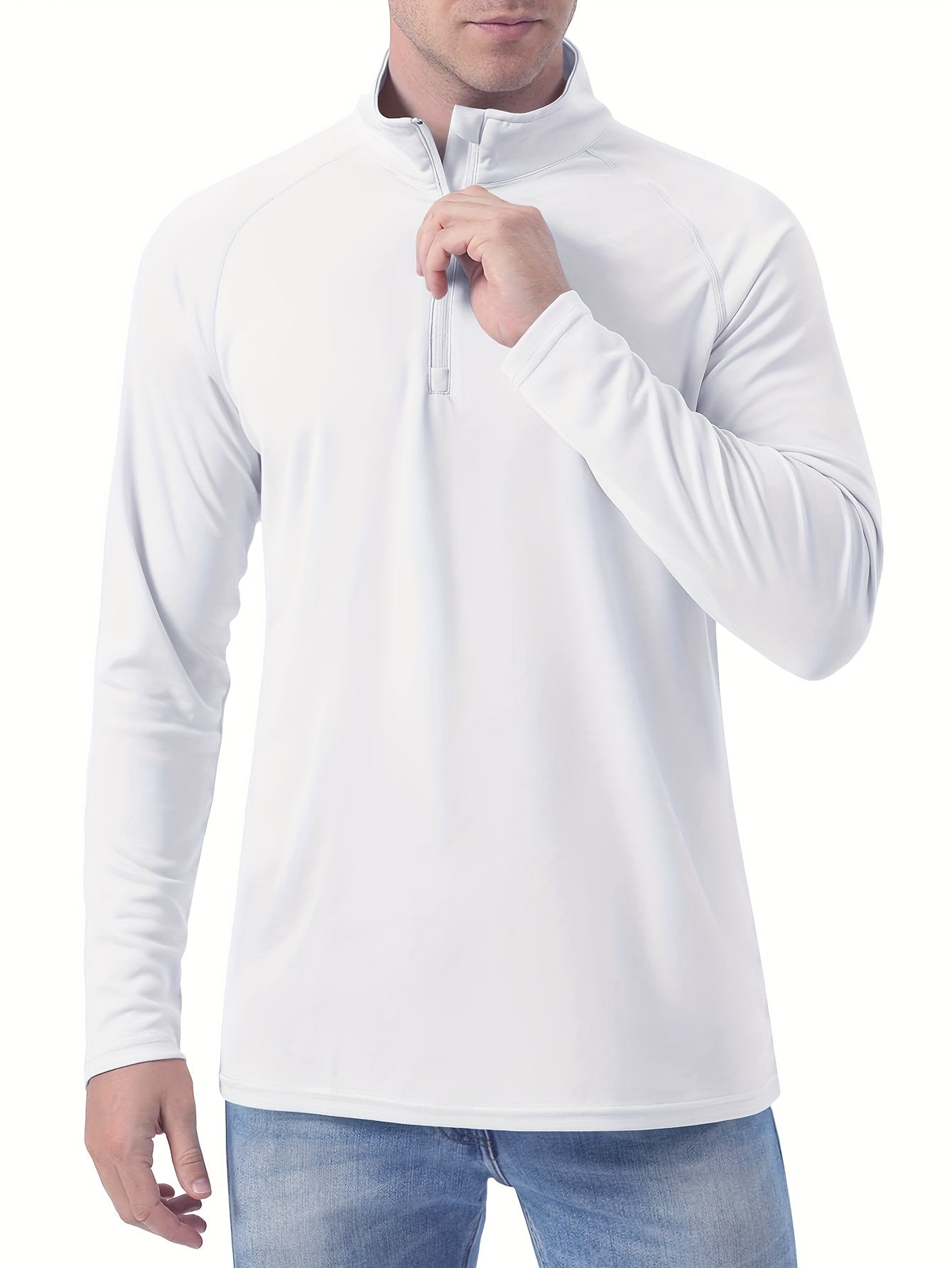 Men's Grey Long Sleeve Polo Shirt Casual Mid Stretch Lapel Button Up Polo Shirt