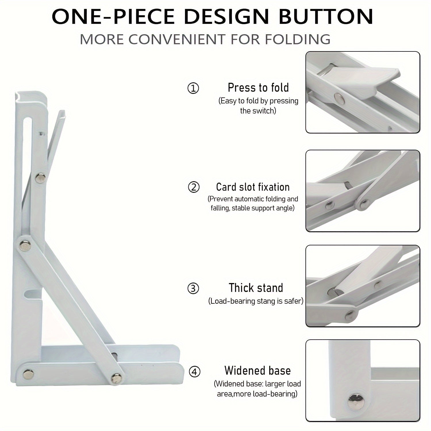 2pcs Folding Triangle Bracket Heavy Duty Cold Rolled Steel
