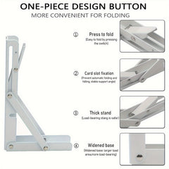 2pcs Folding Triangle Bracket Heavy Duty Cold Rolled Steel