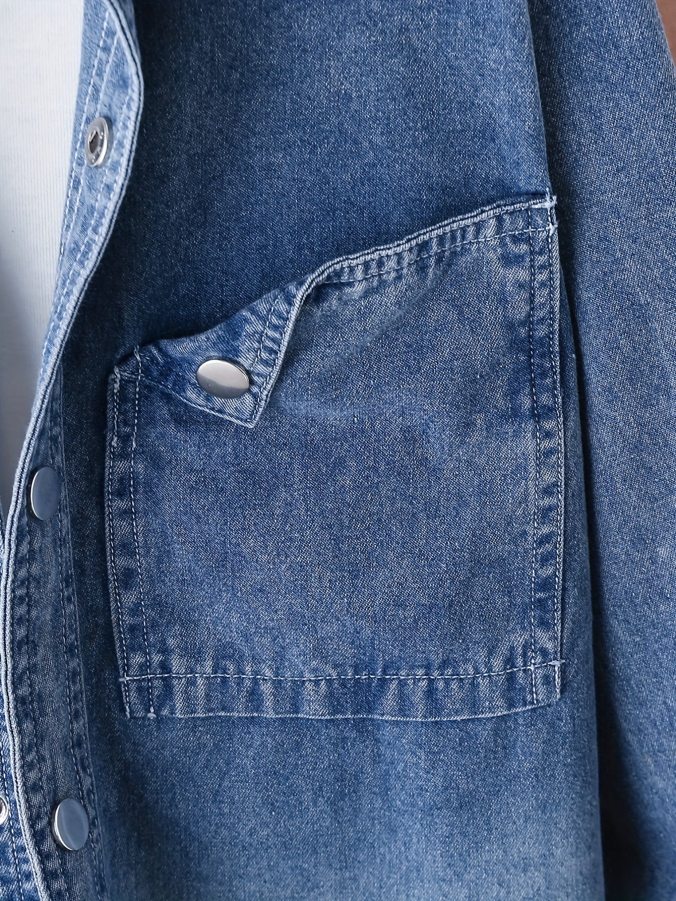 Boys Gradient Denim Jacket Button Down Lapel Coat