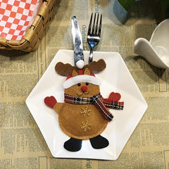 3pcs Christmas Cutlery Holders Snowman Santa Reindeer Pockets Tableware Decor