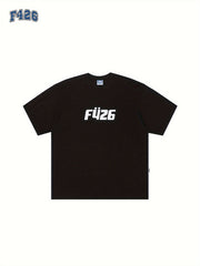 Men's Letter Print Cotton Sports T-shirt Round Neck Tee Shirt