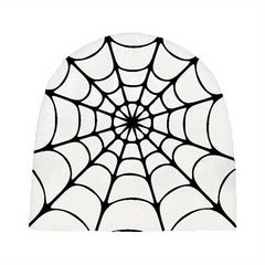 Y2K Spider Web Jacquard Beanie Gothic Skull Cap