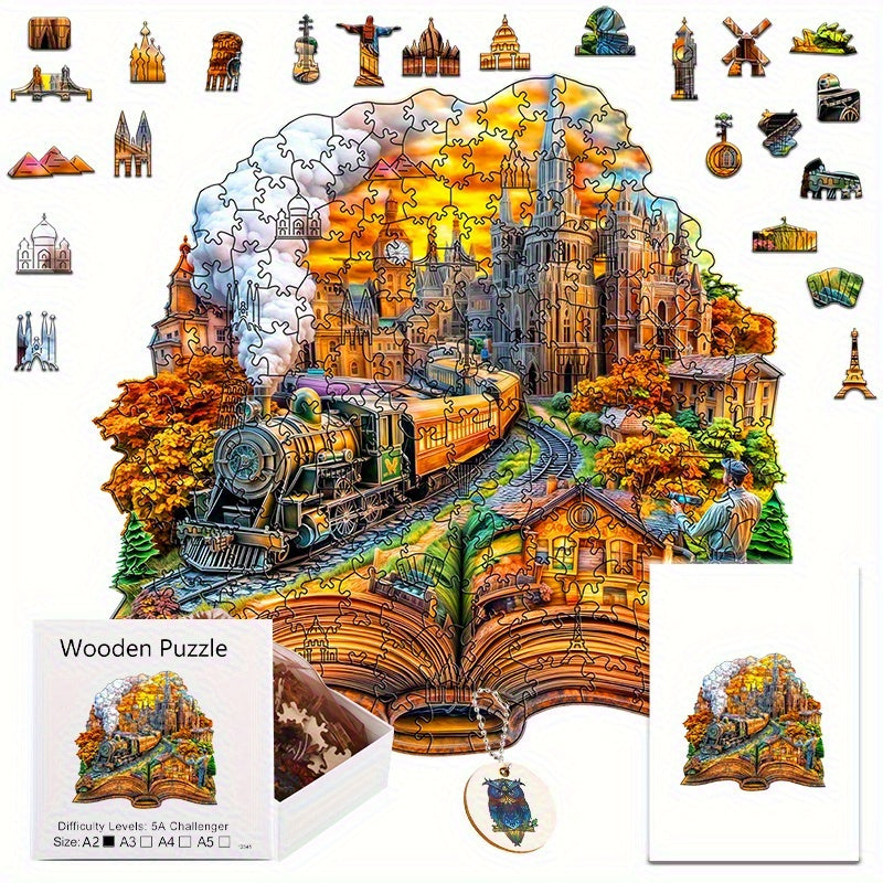 Train Town Wooden Puzzle Animal Toy for Ages 3