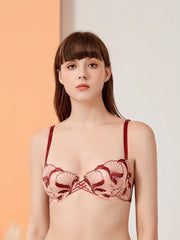 Embroidery Push Up Bra Comfy & Breathable Cut Out Bra Women's Lingerie