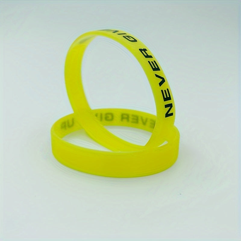 2pcs Never Give Up Glowing Silicone Bracelets